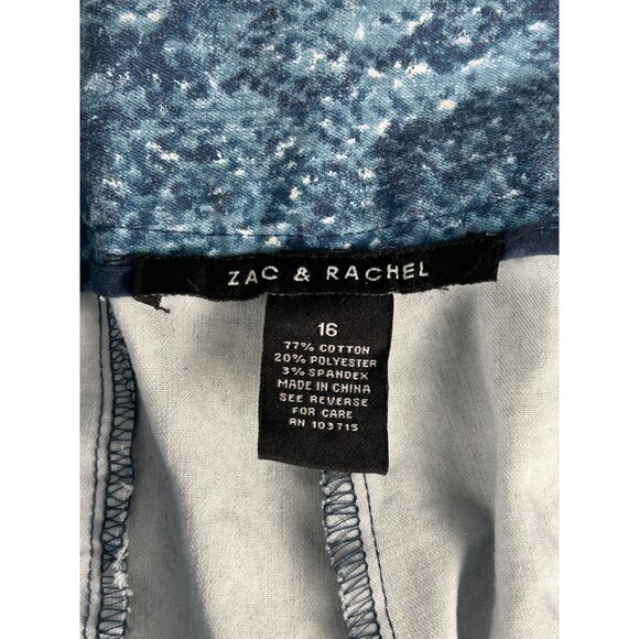 Zac & Rachel Snake Print Stretch Capris Pants Women 16 Blue Straight Leg Casual - Picture 4 of 7